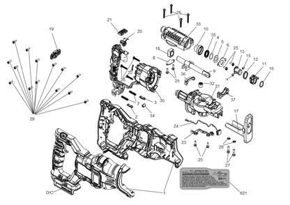 Part Location Diagram of N842864 DeWALT GEARCASE SA